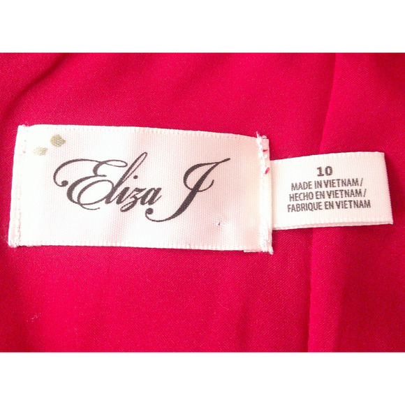 Eliza J Red Floral Print Mini Dress Mock Neck Open Back Bow Feminine Size 10 - Picture 7 of 9